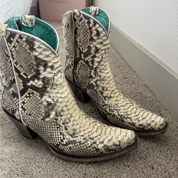 Python Snakeskin Western Ankle Boots - Picture 1 of 3